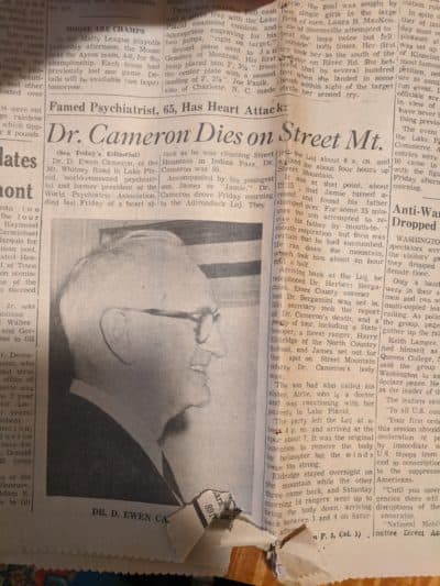 Report about Dr. Cameron's death in the Adirondack Daily Enterprise (courtesy Duncan Cameron)
