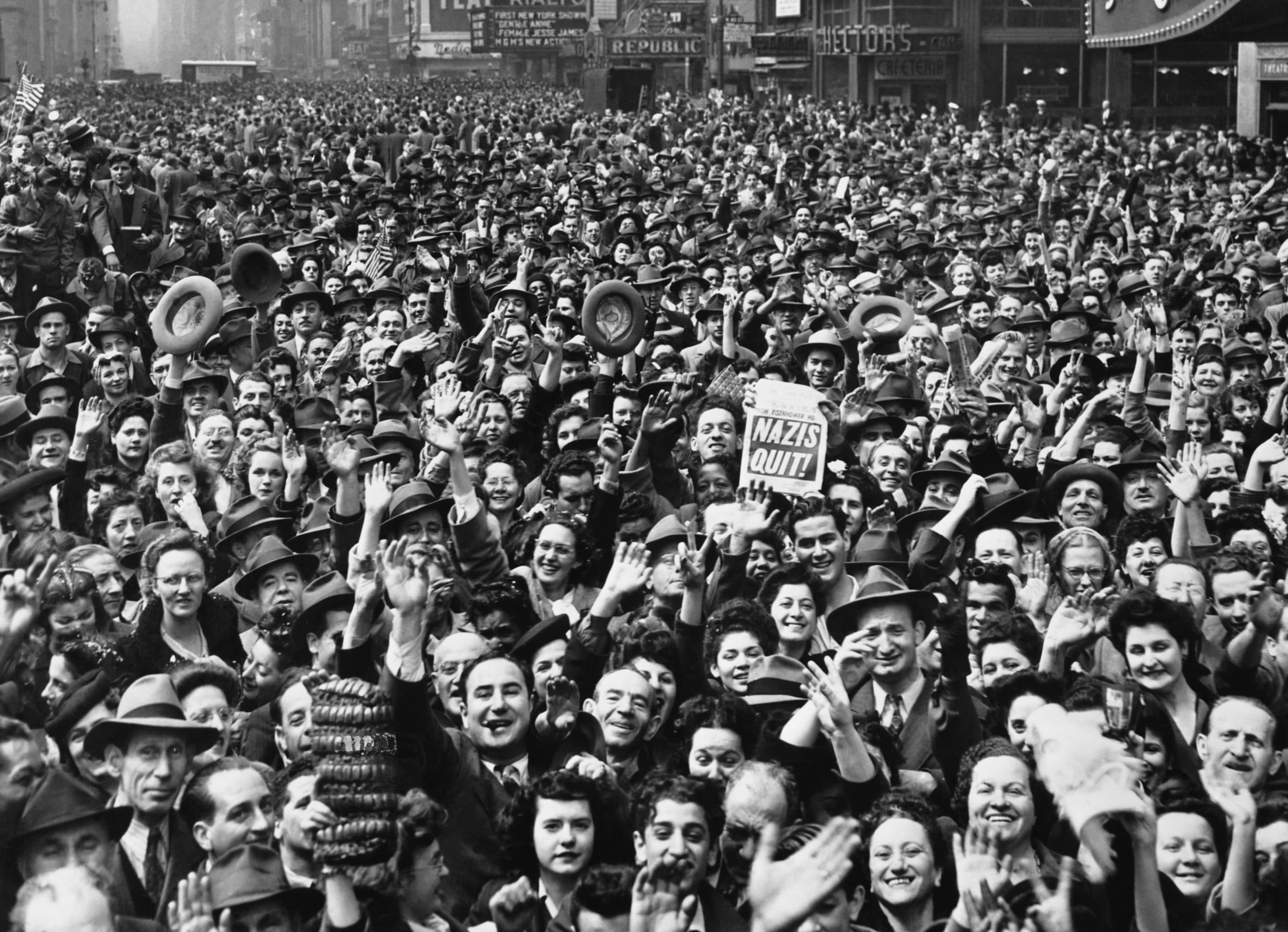 V-E Day Celebration in Times Square, New York City, May 1945. (National Archives/CORBIS/Corbis via Getty Images)