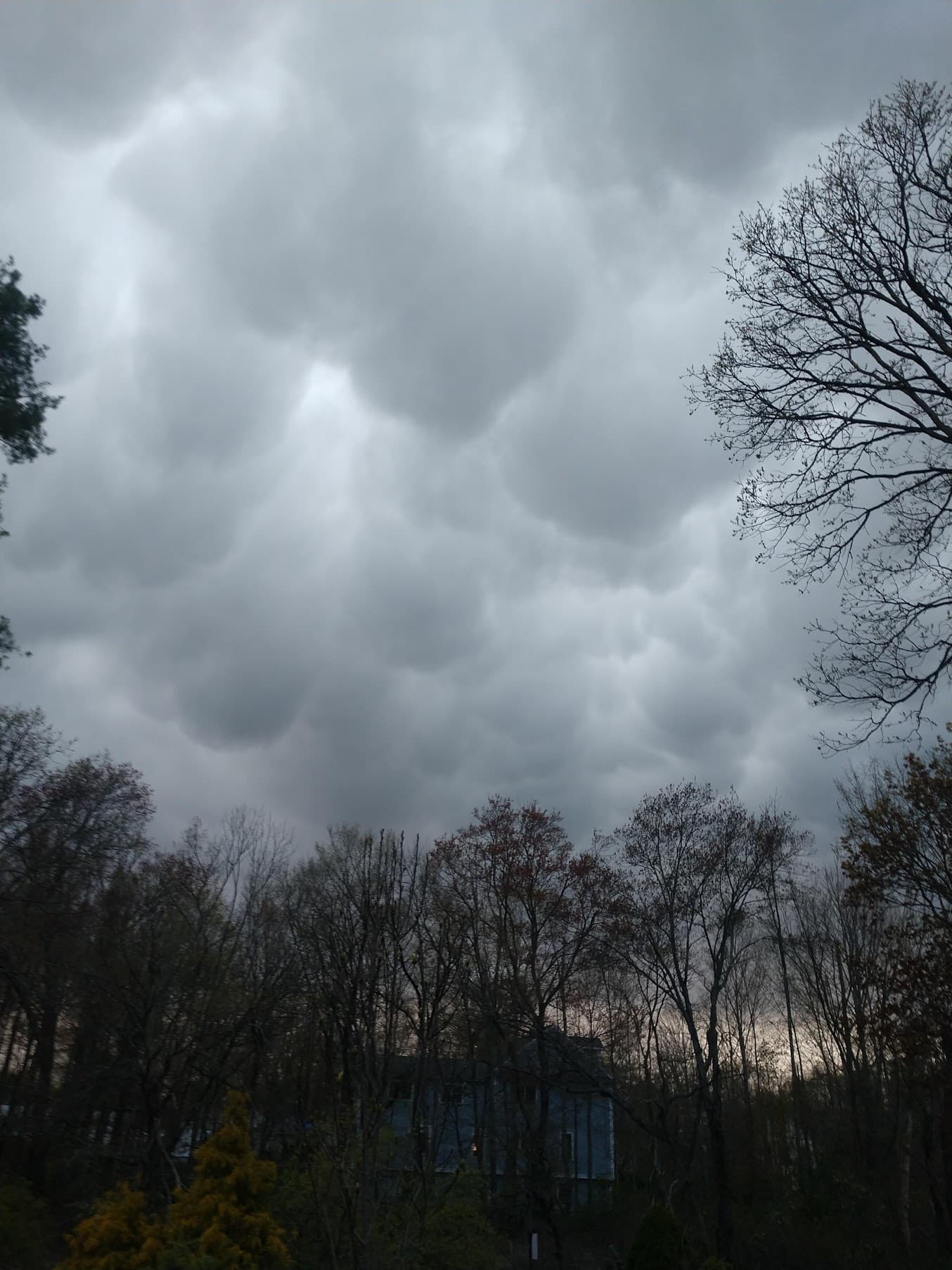 Mammatus clouds over Natick Wednesday evening. (Dave Epstein/WBUR)