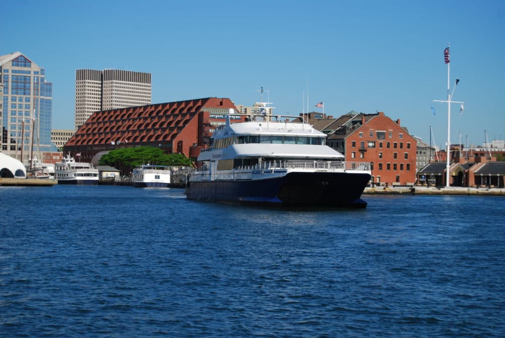 Boston Harbor Cruises' fast ferry -- &quot;the Salacia&quot; -- leaves Boston Harbor on its way to Provincetown on Cape Cod. (Courtesy Boston Harbor Cruises)