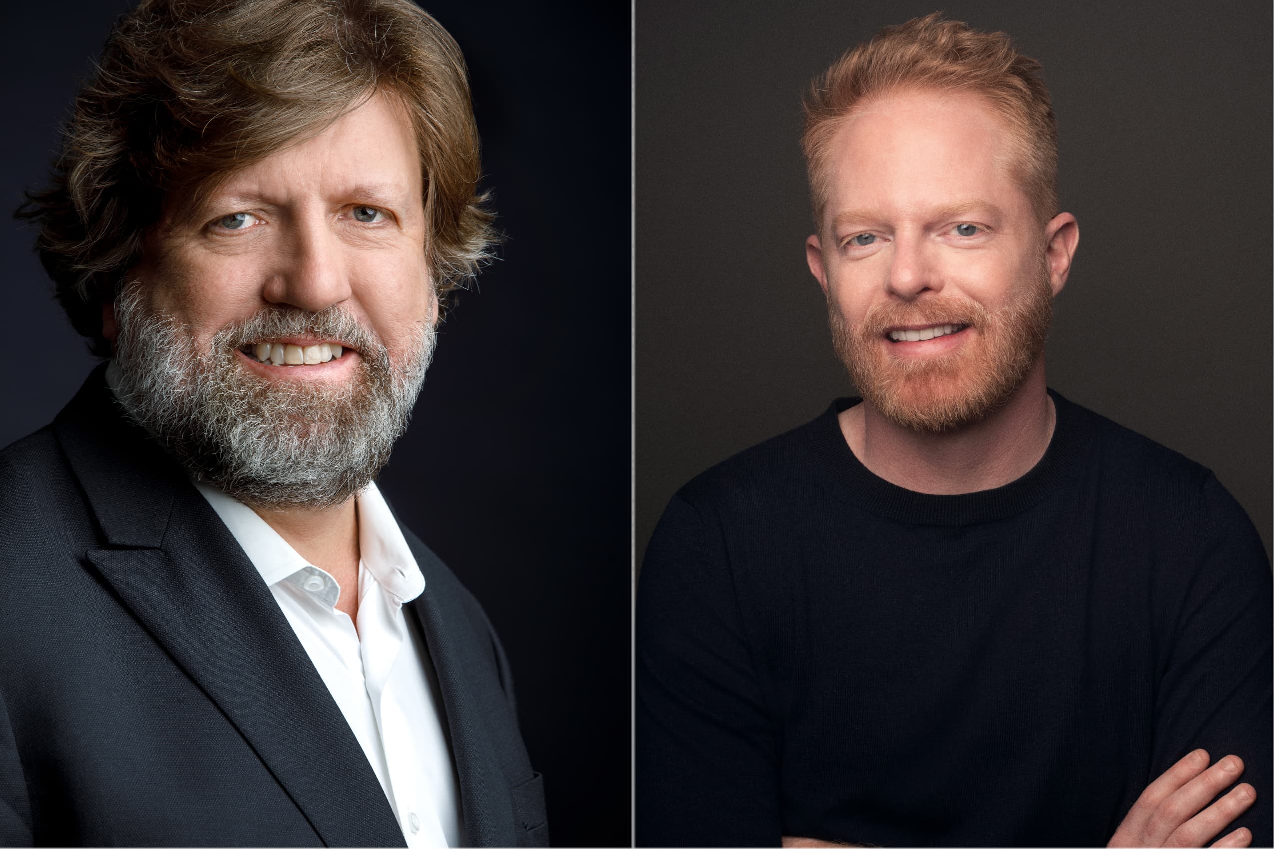 Oskar Eustis (left) (Photo by Joan Marcus) and Jesse Tyler Ferguson (right) (Photo by Luke Fontana)