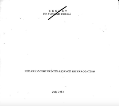 Title page of the de-classified interrogation manual based partially on Dr. Cameron's experiments at the Allan Memorial Institute in Montreal