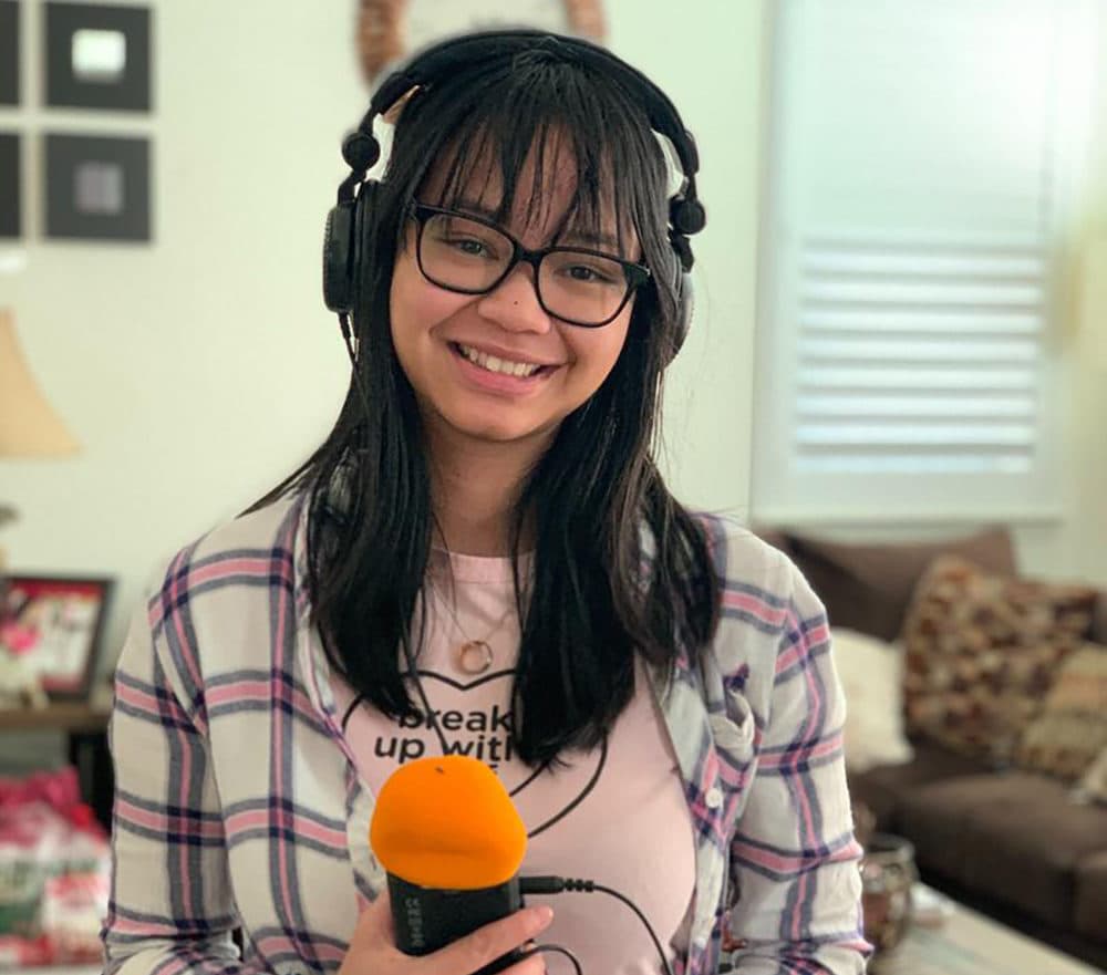 High school junior Janelle Olisea recording an audio diary for KUNR during the pandemic. (Courtesy of KUNR)