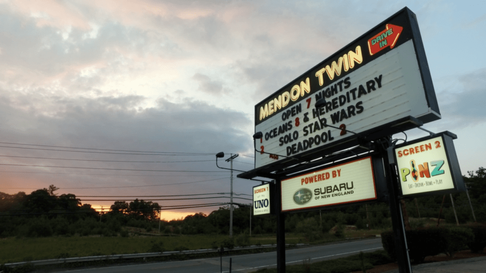 The sign for the Mendon Twin Drive-In. (Courtesy)