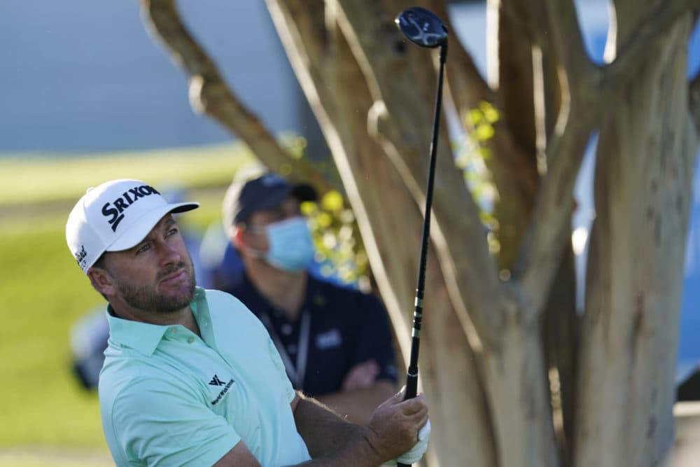 Graeme McDowell, of Northern Ireland, watches his tee shot on the 10th hole during the first round of the Charles Schwab Challenge Thursday, June 11, 2020. (David J. Phillip/AP)