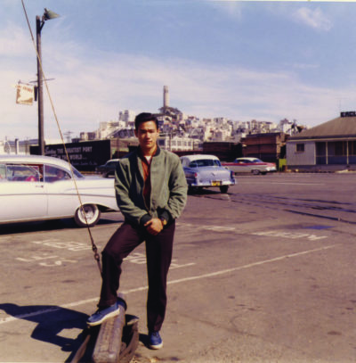 Bruce Lee arrived in San Francisco when he first came back to the U.S. in 1959. T unmistakable Coit Tower can be seen in the background. (Courtesy of the Bruce Lee Family Archive)