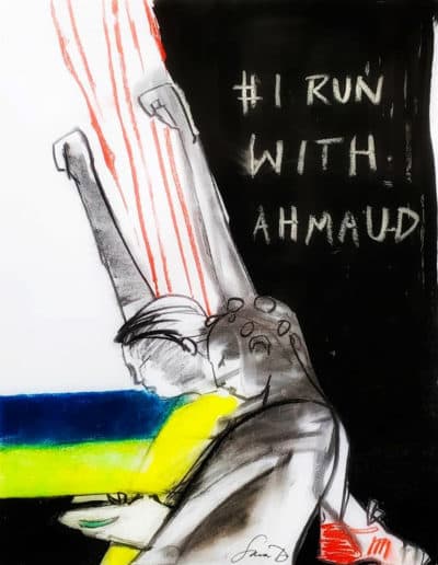 Sara Dilliplane's sketch made during a commemorative session raising awareness for the attack and killing of Ahmaud Arbery. (Courtesy)