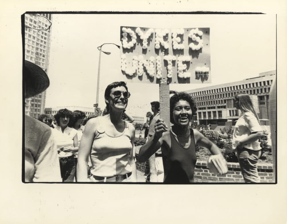 A photo from a 1975 Pride parade. (Courtesy Margot Rey/The History Project)