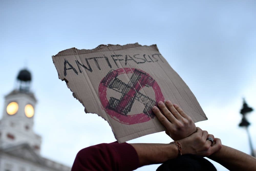 Trump wants to designate antifa — short for &quot;anti-fascists&quot; — as a terrorist organization. Attorney General William Barr says they're to blame for looting in cities. (Oscar Del Pozo/AFP/Getty Images)