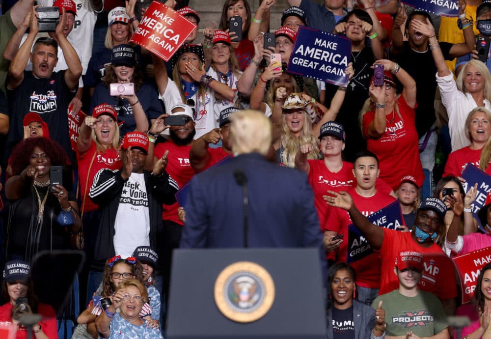 Supporters of President Trump react as he concludes speaking at a campaign rally at the BOK Center, June 20, 2020 in Tulsa, Oklahoma. (Win McNamee/Getty Images)
