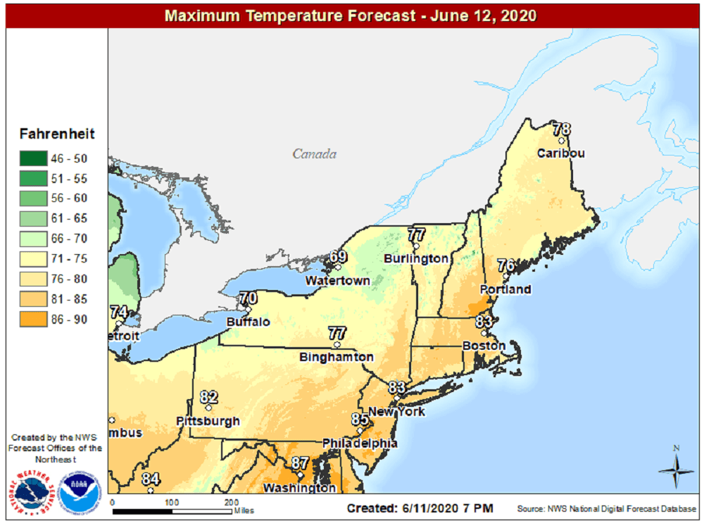 Temperatures will reach the low to mid-80s today with plenty of sunshine and dry air. (Courtesy NOAA)Temperatures will reach the low to mid-80s today with plenty of sunshine and dry air. (Courtesy NOAA)