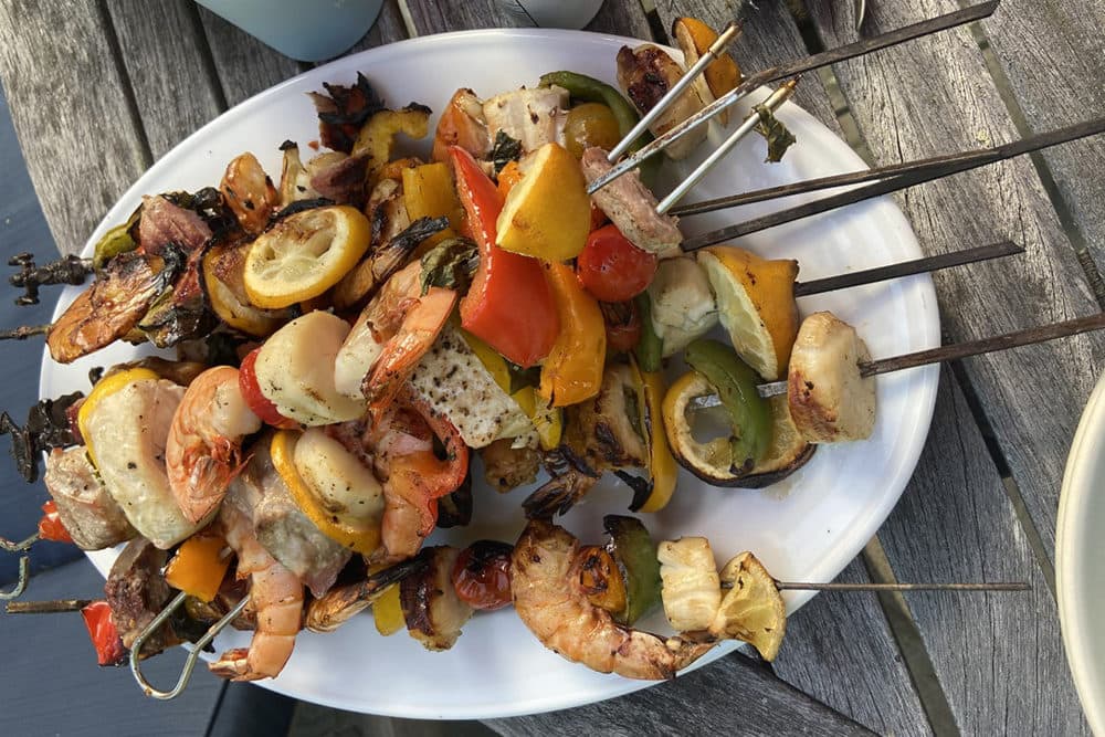 Cooked Fish And Vegetable Kebobs (Kathy Gunst/Here &amp; Now)