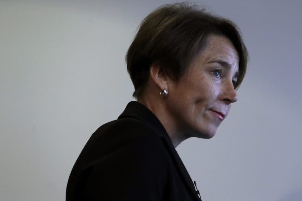 Massachusetts Attorney General Maura Healey steps away from the podium after taking questions from media during a news conference in September of 2019 in Boston. (Steven Senne/AP)