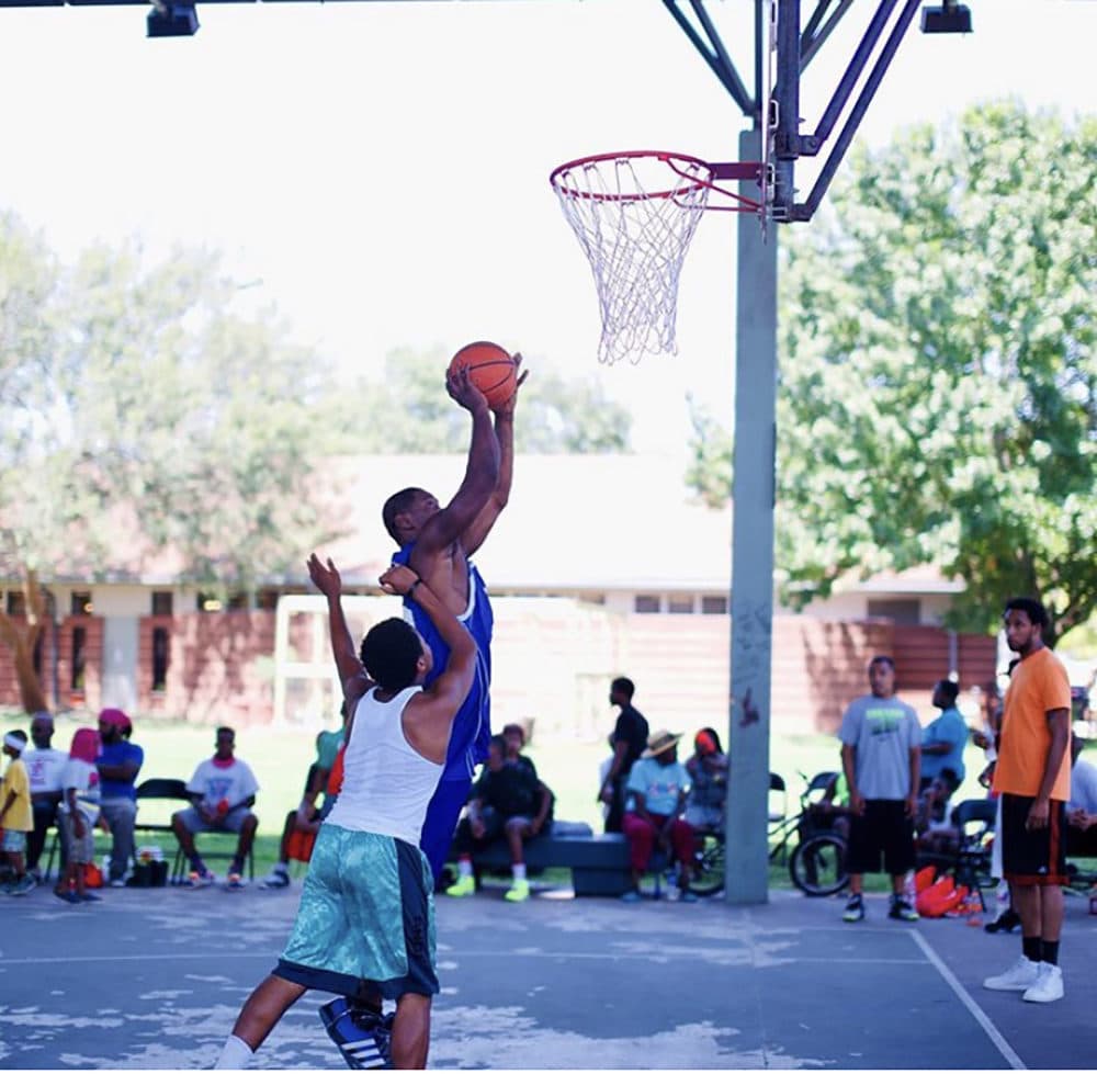 George Floyd on the court. (Resurrection Houston/Nijalon Dunn)