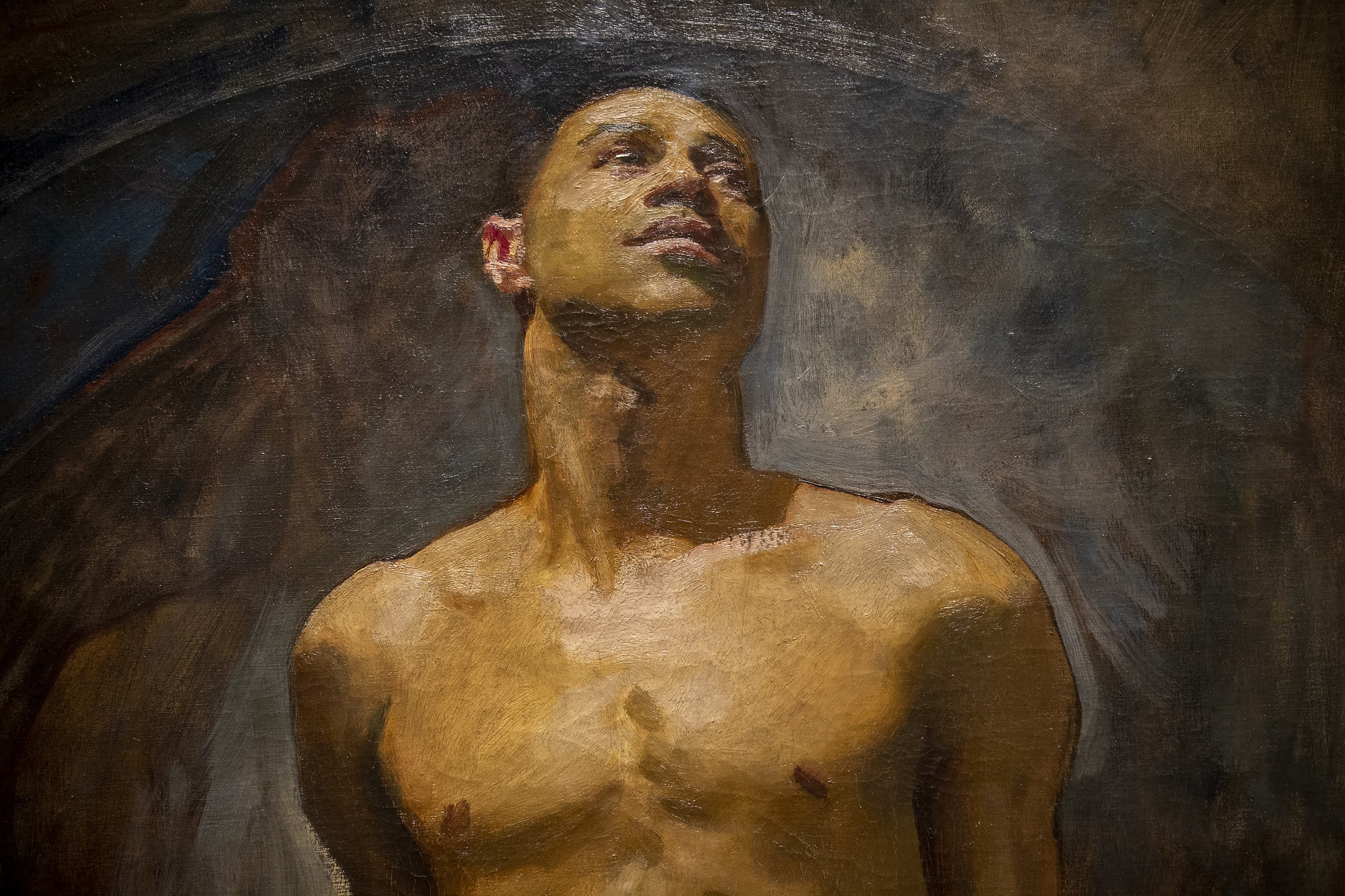 A detail shot of John Singer Sargent’s portrait of Thomas McKeller, showing at the Isabella Stewart Gardner Museum. (Jesse Costa/WBUR)