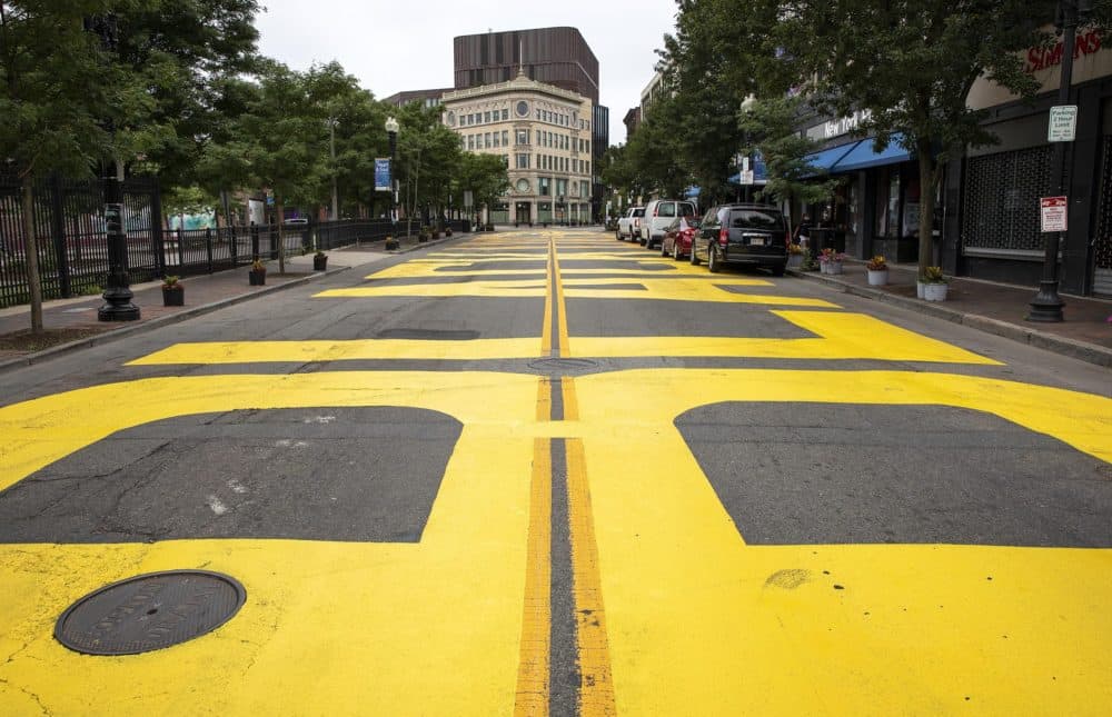 The street mural is part of a larger arts initiative with other local artists.(Robin Lubbock/WBUR)