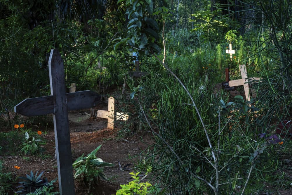 In this July 16, 2019 photo, sunlight shines on freshly dug graves in Beni, Congo. In the previous year, more than 1,600 people in eastern Congo died of Ebola, after the virus spread in areas too dangerous for health teams to access. (Jerome Delay/AP)