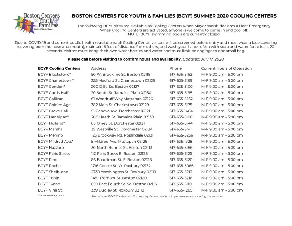 As the region braces for a heat wave, Boston has converted 20 community centers into cooling facilities for the public to escape the high temps. (Courtesy of the City of Boston)