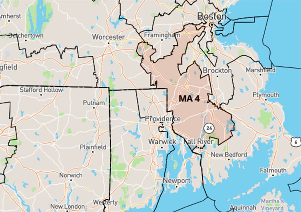 Massachusetts' 4th Congressional District. (Screenshot of map via mapbox and govtrack.us)