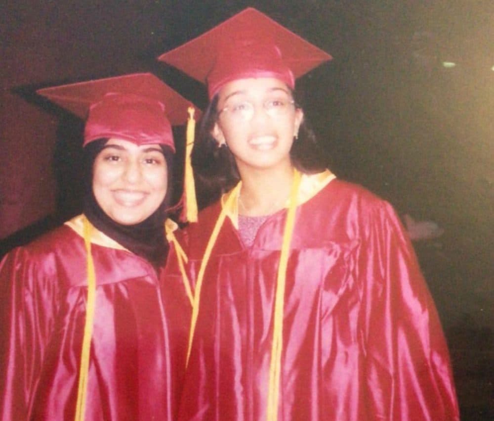 The author and a friend at her high school graduation in 2002. (Courtesy)