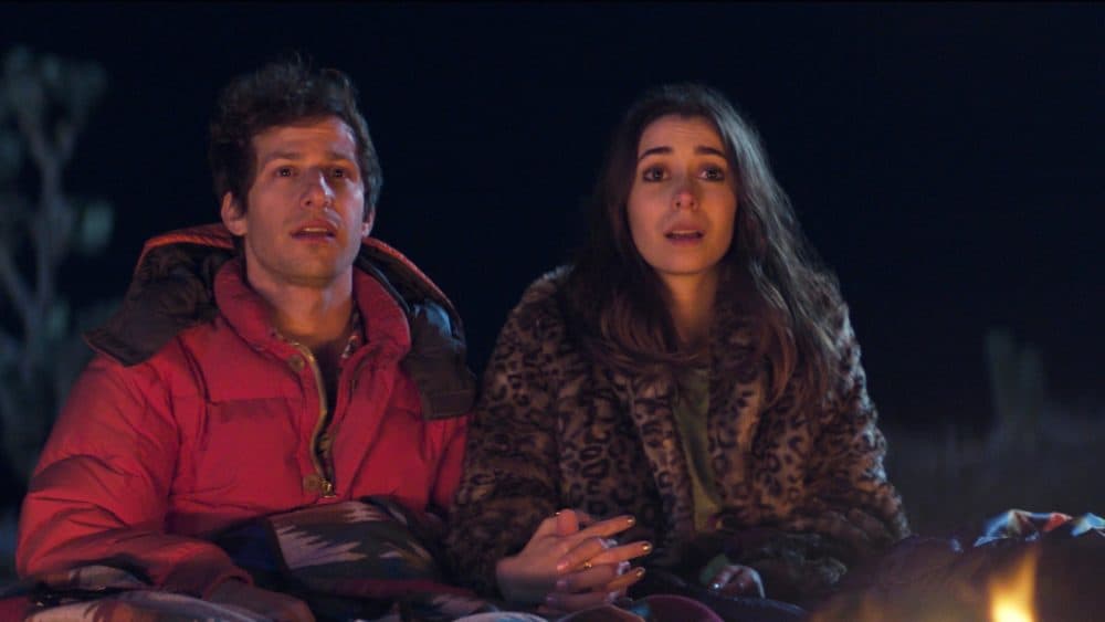 Andy Samberg and Cristin Milioti in &quot;Palm Springs.&quot; (Courtesy Hulu)