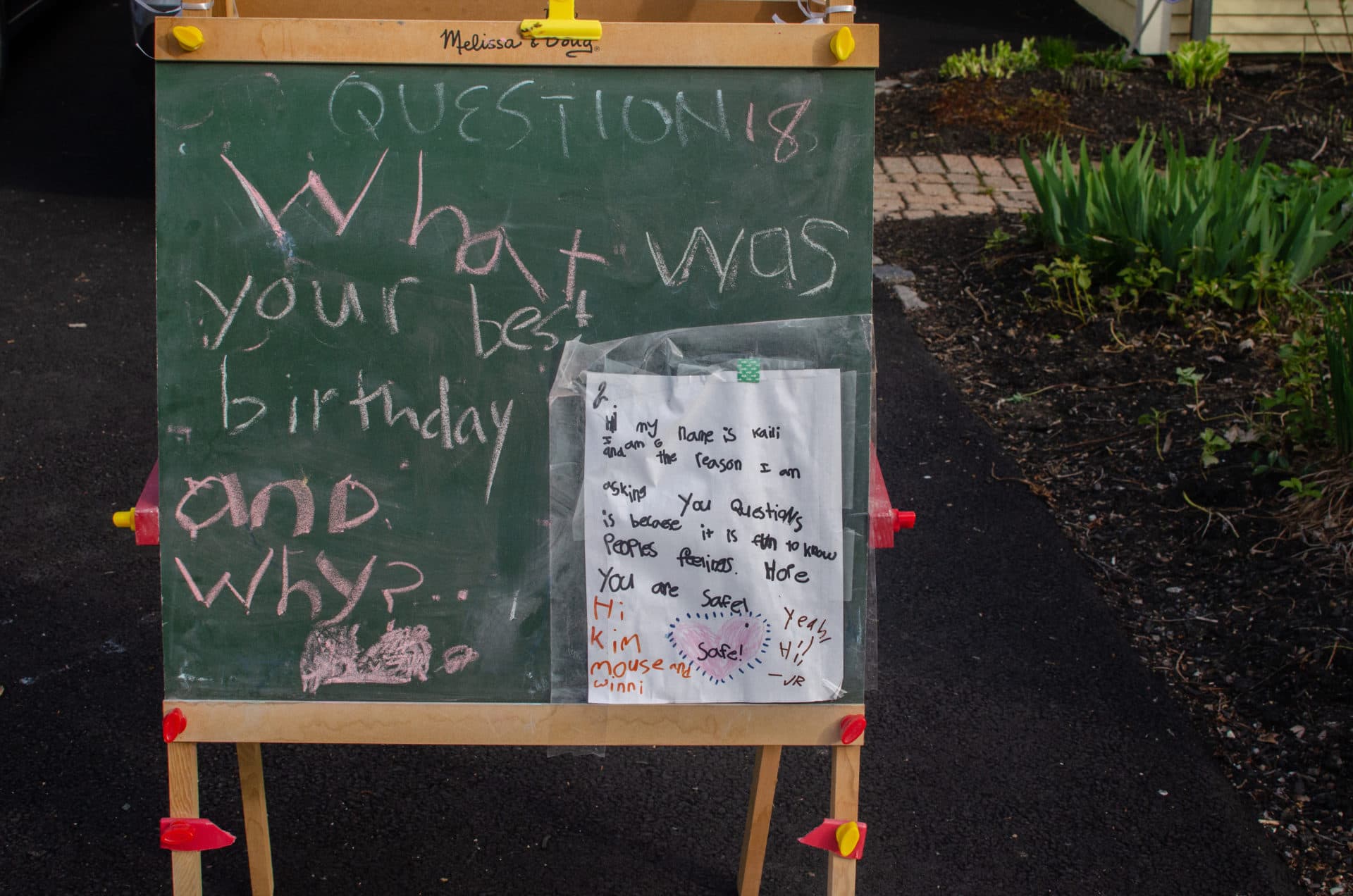Kaili Gormley's chalkboard, a "vector of joy." (Sharon Brody/WBUR)