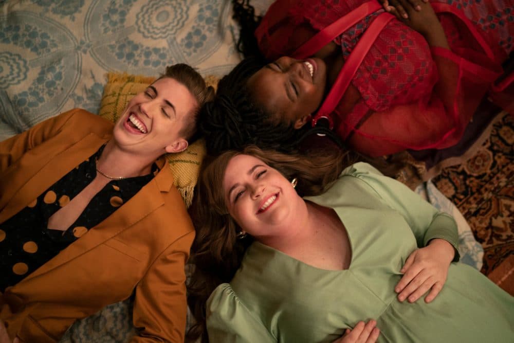 Left to right, Emily Fightmaster, Aidy Bryant and Lolly Adefope in season two of &quot;Shrill.&quot; (Courtesy Hulu)