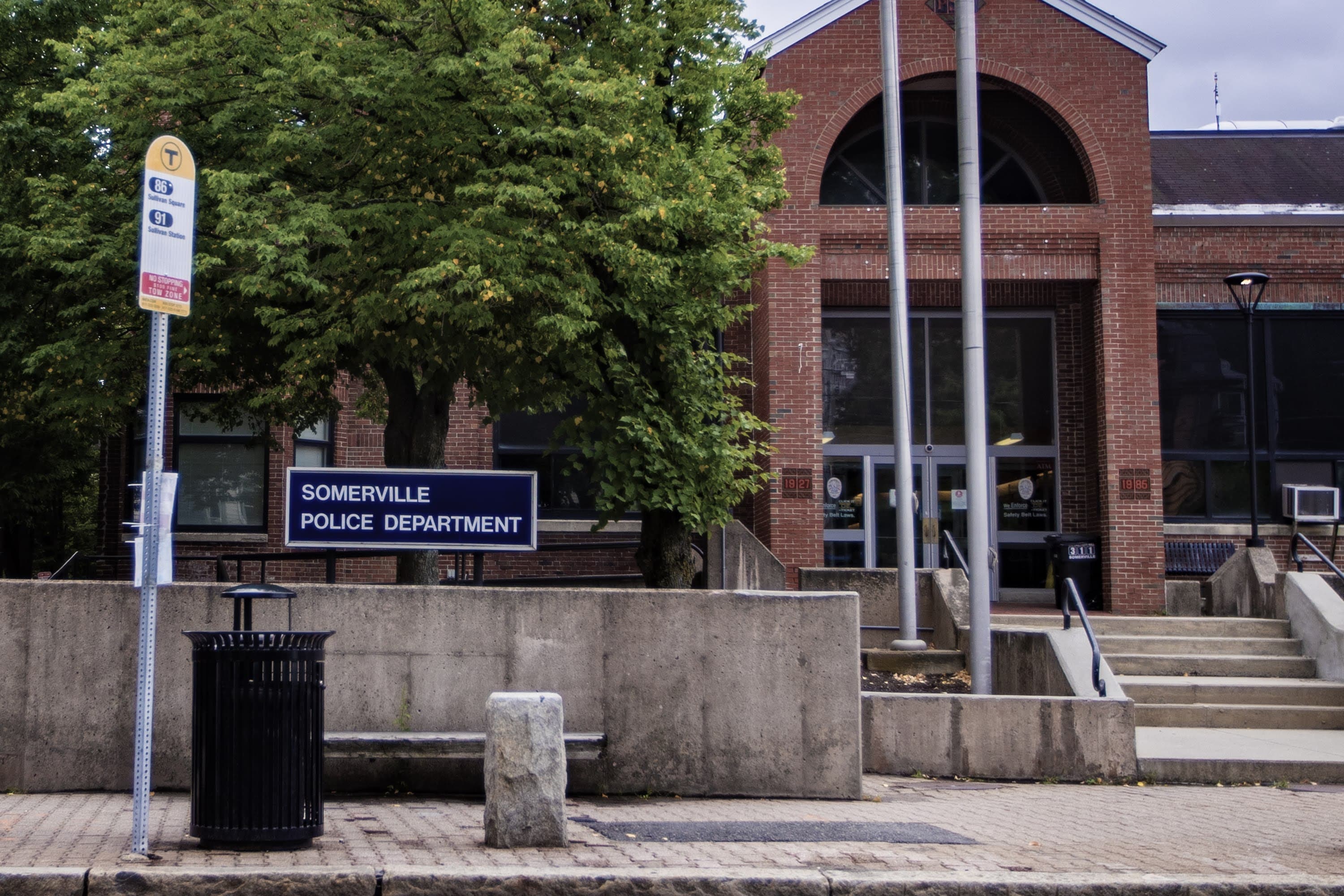 The Somerville Police Department, near Union Square in Somerville. (Jesse Costa/WBUR)