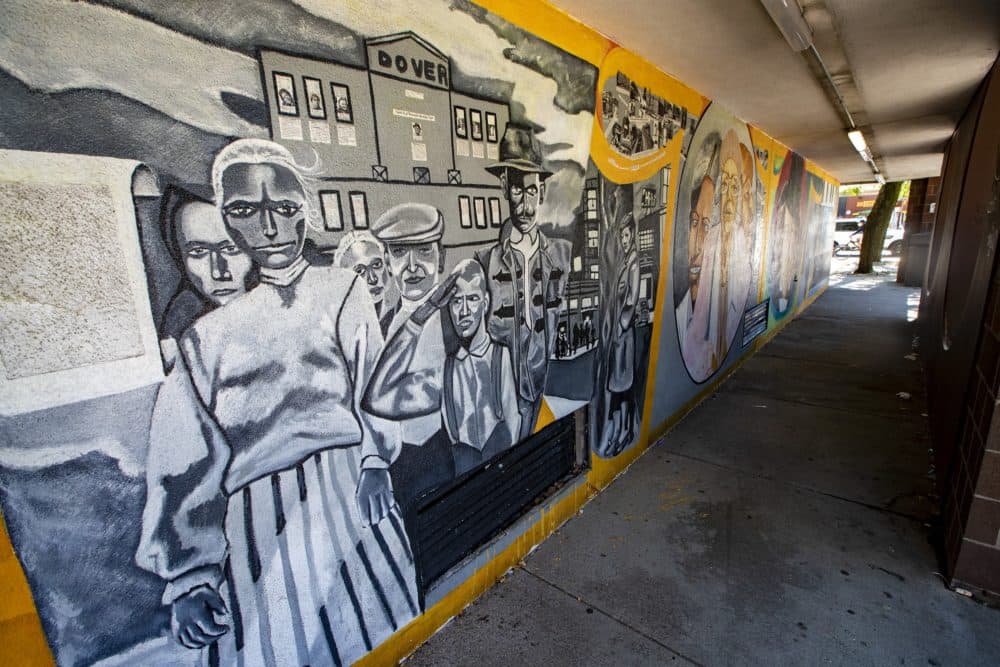 The Harriet Tubman Mural by artist Jameel Parker on the Harriet Tubman House in the South End. (Jesse Costa/WBUR)
