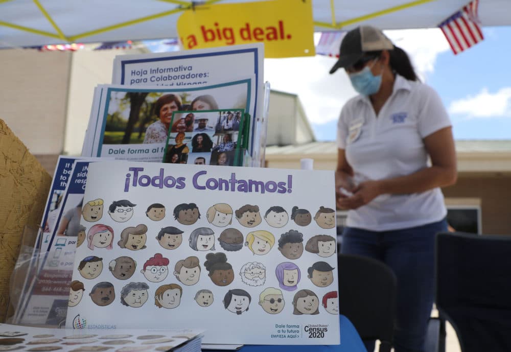 A children's book is displayed at a U.S. Census walk-up counting site set up for Hunt County in Greenville, Texas, Friday, July 31, 2020. (LM Otero/AP)