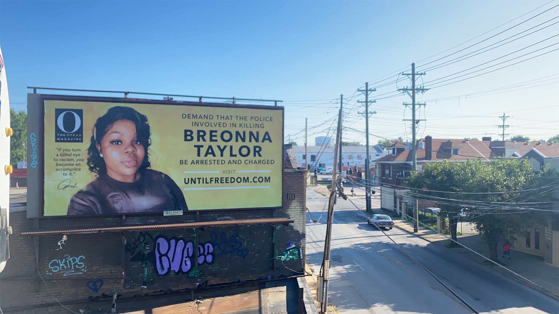 A Breonna Taylor billboard in Kentucky. (Maxwell Mitchell)