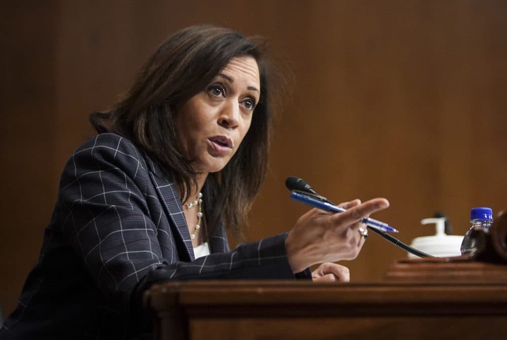 Senator Kamala Harris (D-CA) speaks at a hearing of the Homeland Security Committee attended by acting U.S. Customs and Border Protection (CBP) Commissioner Mark Morgan at the Capitol Building on June 25, 2020 in Washington, DC.  (Alexander Drago/Getty Images)