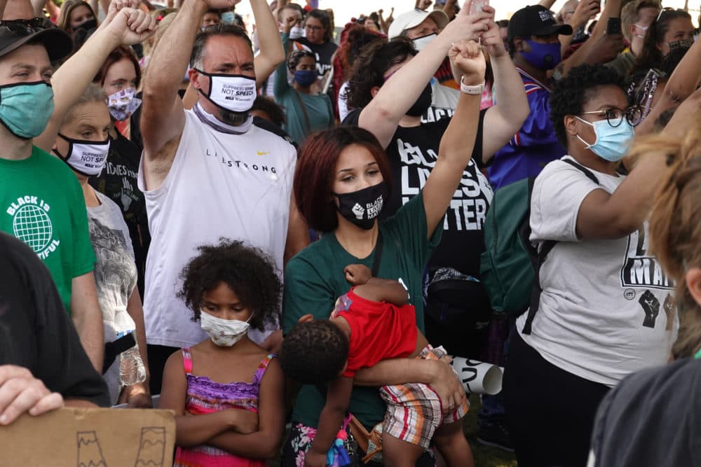 People attend a rally in support of Jacob Blake and his family in front of the Kenosha County Courthouse on August 29, 2020 in Kenosha, Wisconsin. (Scott Olson/Getty Images)