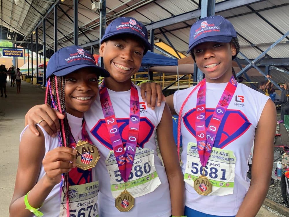 Brooke, Rainn and Tai (L to R) Sheppard at the 2019 Junior Olympics. (Courtesy Colgate Women’s Games)