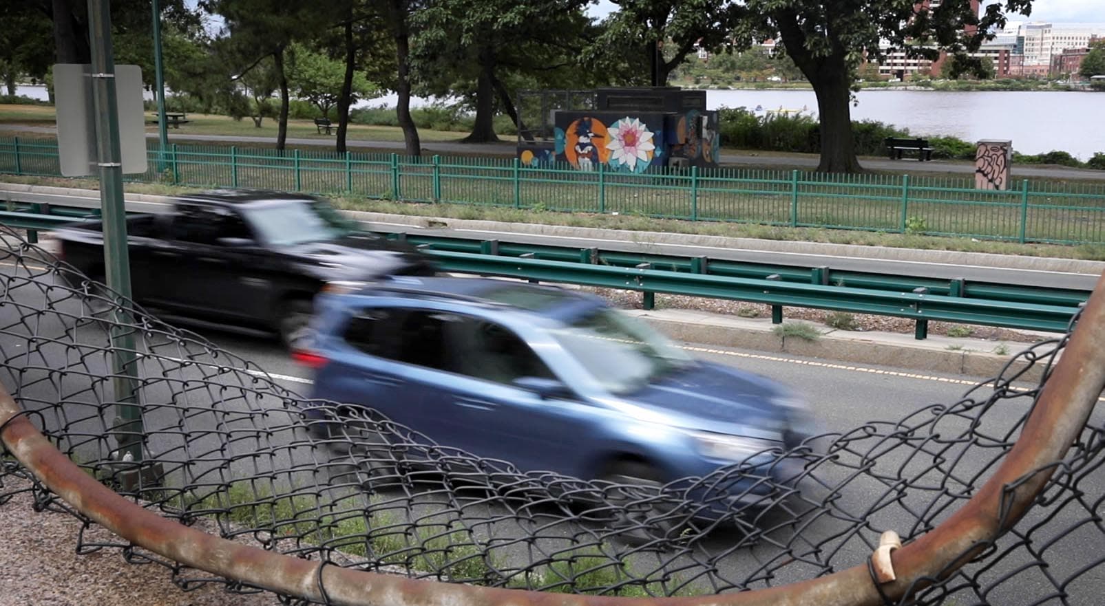 Cars driving along Storrow Drive in Boston. (Robin Lubbock/WBUR)