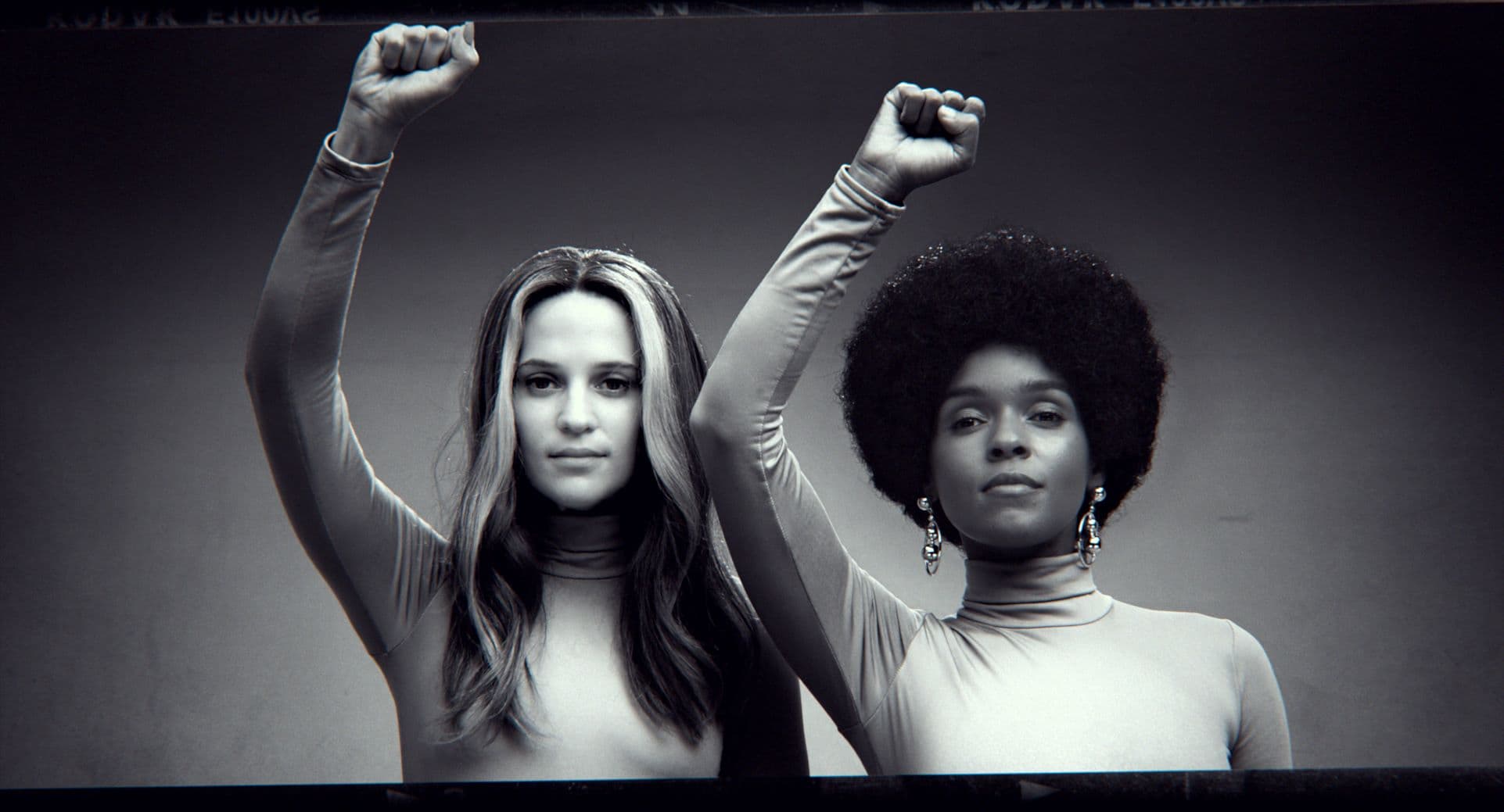 Alicia Vikander as Gloria Steinem and Janelle Monáe as Dorothy Pitman Hughes in “The Glorias.” (Courtesy LD Entertainment and Roadside Attractions)