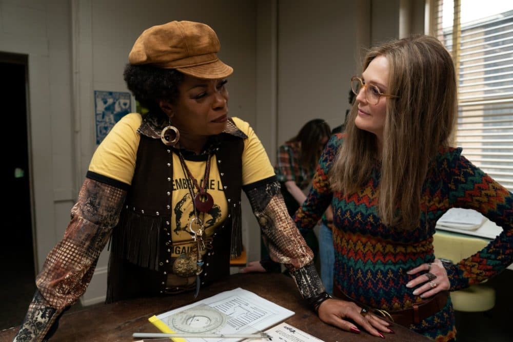 Lorraine Toussaint as Flo Kennedy and Julianne Moore as Gloria Steinem in “The Glorias.” (Courtesy Dan McFadden/LD Entertainment and Roadside Attractions)