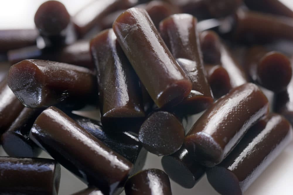 An arrangement of licorice candy pieces in New York. A Massachusetts construction worker’s love of black licorice wound up costing him his life. (Patrick Sison/AP)