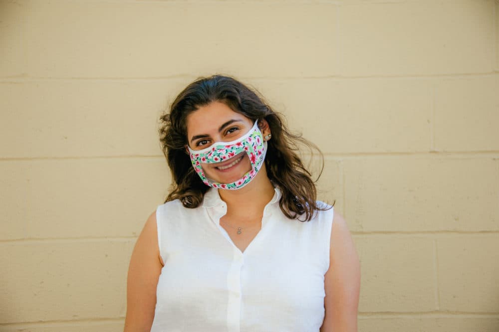 Smile Mask co-designer Olivia Gampel wearing a clear mask. (Courtesy of Rafi Nova)
