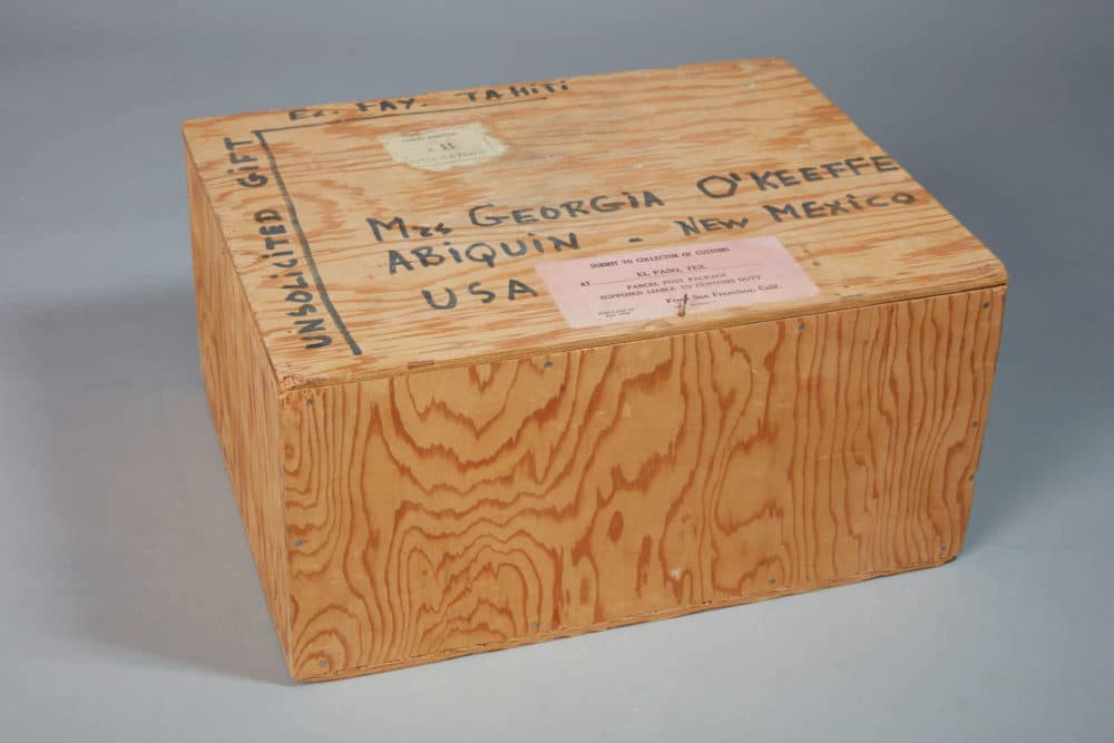 O’Keeffe used this wooden crate to store her jars of pigment. (Courtesy Sotheby’s)