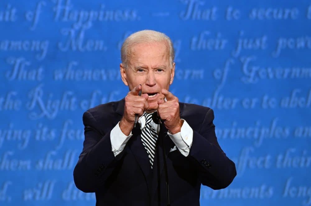 Democratic Presidential candidate and former U.S. Vice President Joe Biden speaks during the first presidential debate at the Case Western Reserve University and Cleveland Clinic in Cleveland, Ohio on September 29, 2020. (Photo by JIM WATSON/AFP via Getty Images)
