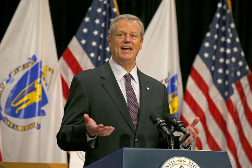 Mass. Gov Charlie Baker gives a daily coronavirus update on June 26, 2020 in Boston. (Staff Photo By Stuart Cahill/MediaNews Group/Boston Herald)