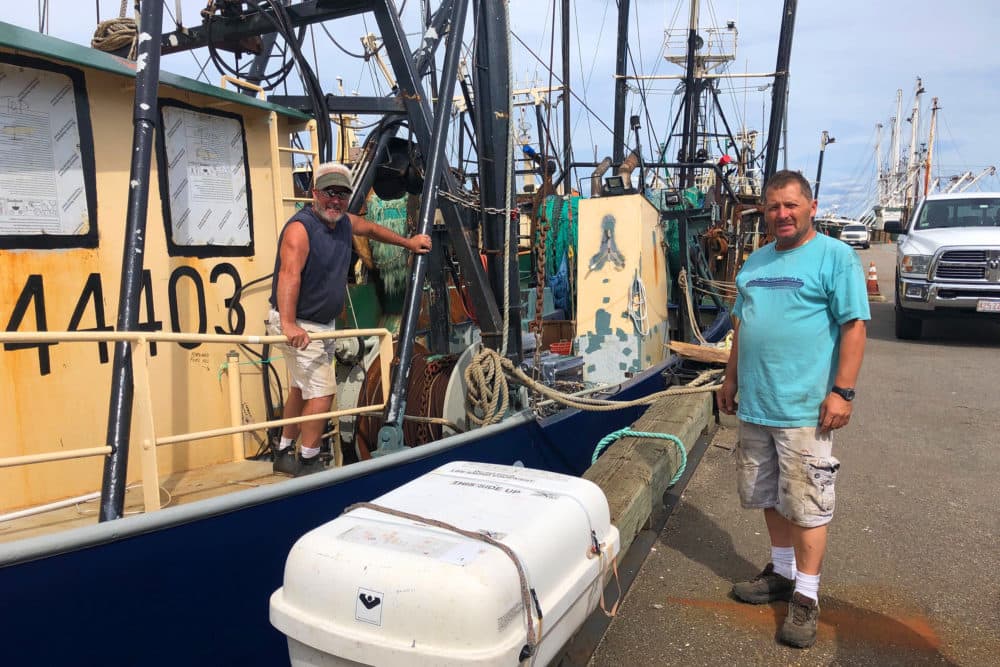 New Bedford fishermen Scott Rorro (left) and Tom Reilly. (right) (Bruce Gellerman/WBUR)