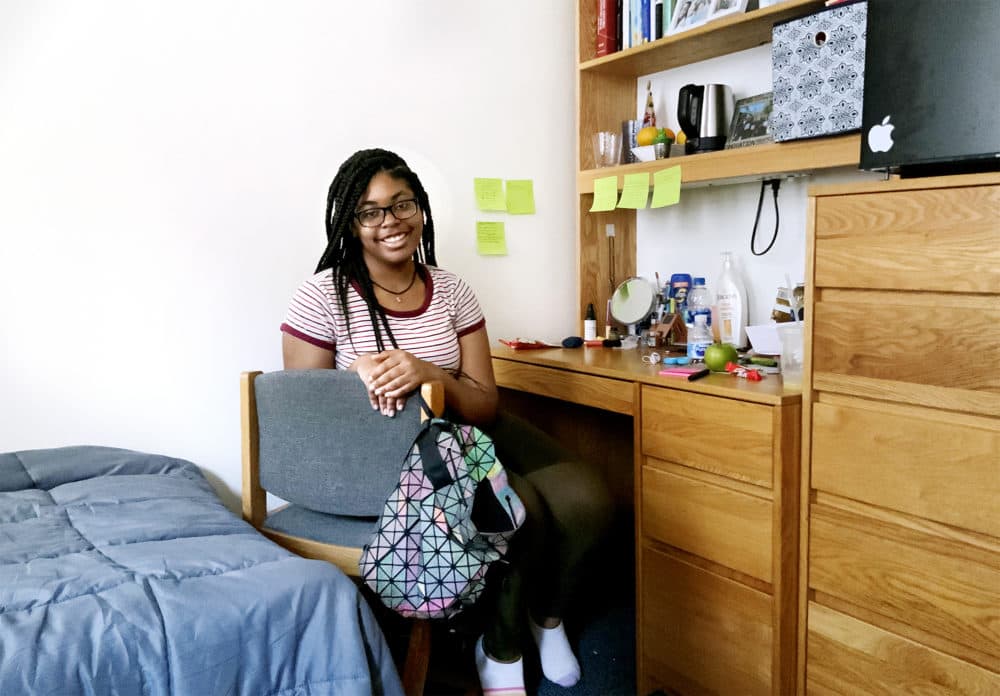 Madison Hall poses for a self-portrait while in quarantine inside her NYU dorm room on Aug. 27, 2020.