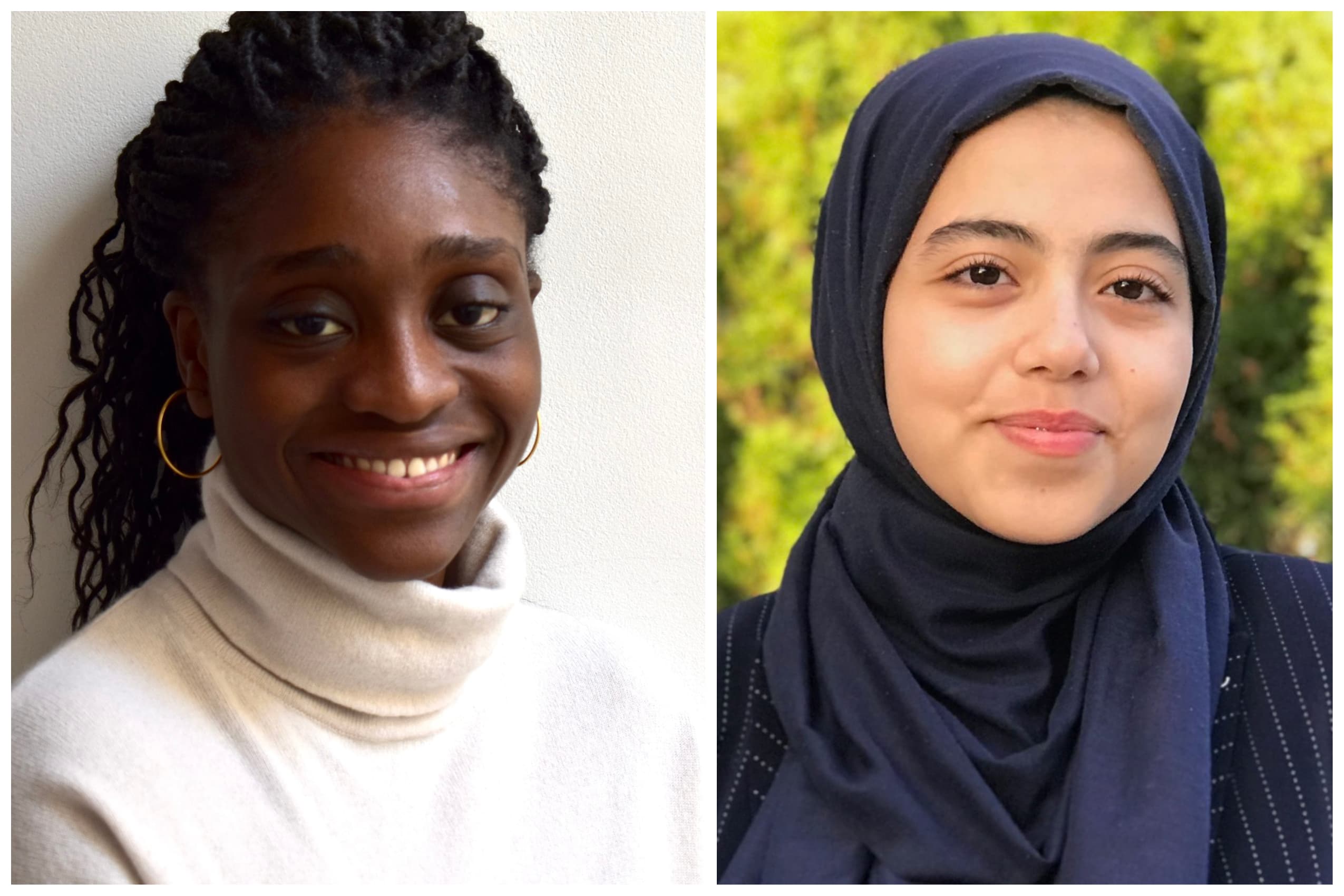 Andrea Nyamekye (left) is the co-director of Neighbor to Neighbor. Dania Halak is a freshman an Amherst College and a Field Director with Our Climate. (Courtesy of Nyamekye and Halak)