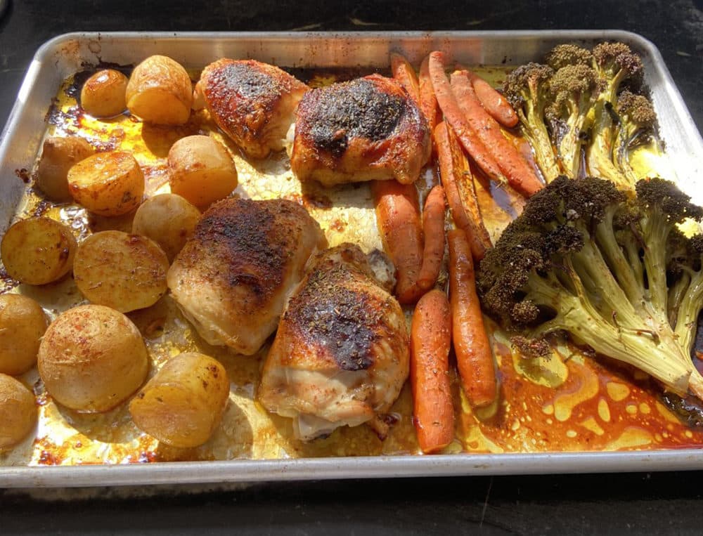 Chicken, Potatoes, Carrots and Broccoli (Kathy Gunst)