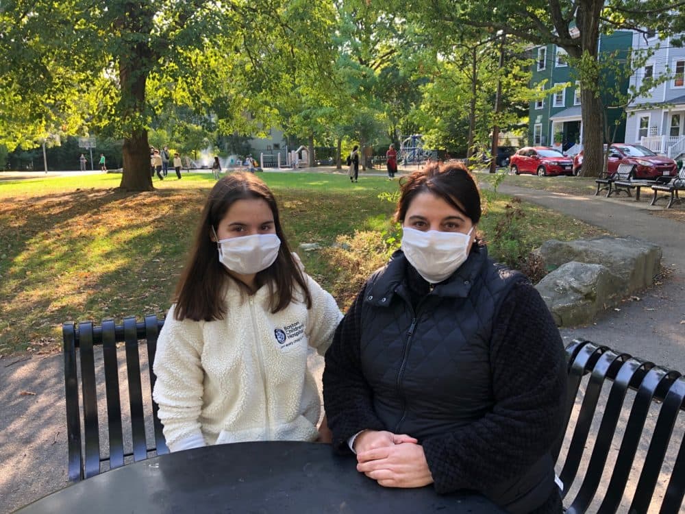 Serena Badia (left) was born in Spain and receives specialized cardiac treatment at Boston Children’s Hospital. She and her mom, Conchita, both worry she won’t be able to continue her treatments if her renewal of medical deferred action is denied. (Shannon Dooling/WBUR)