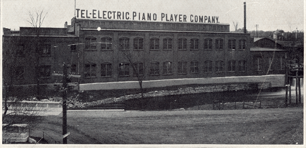 A 1912 photograph of the Tel-Electric Player Piano Company, which was powered by a dam on the West Branch of the Housatonic River in Pittsfield, Massachusetts. (Courtesy the Berkeshire Athenaeum)