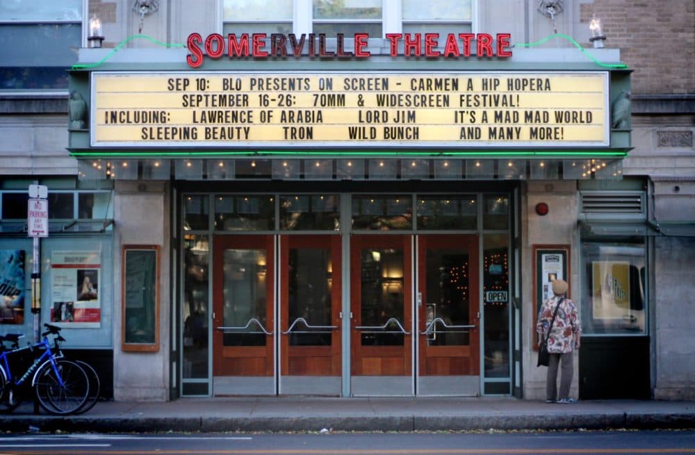 Somerville Theatre, shown here in 2016, has remained closed during the pandemic with a majority of employees opting to take a furlough to hopefully extend the life of the theater. (Amy Gorel/WBUR)