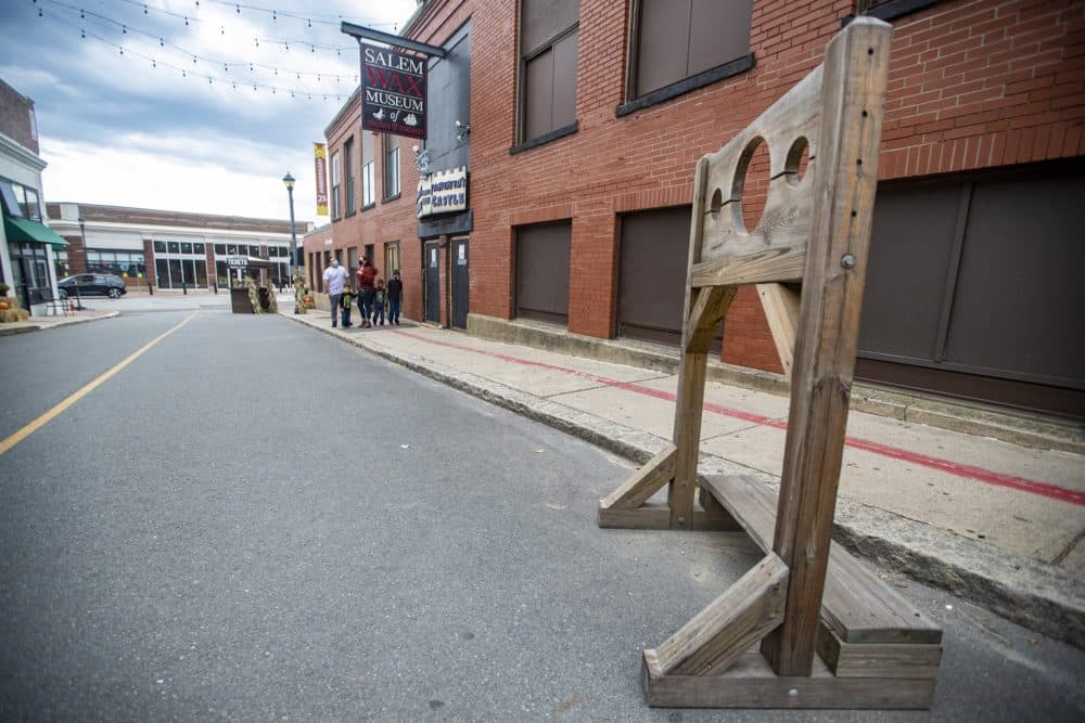 The usual long lines down Liberty Street outside the Salem Wax Museum were nonexistent on the first day of October in Salem and the alley's haunted house was closed. (Jesse Costa/WBUR)